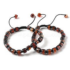 Bracciali regolabili con perline intrecciate in corniola naturale ed ematite sintetica non magnetica&nbsp;BJEW-Z090-01D