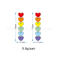 Aretes colgantes de corazón de acrílico con bandera del orgullo del color del arco iris&nbsp;RABO-PW0001-012P
