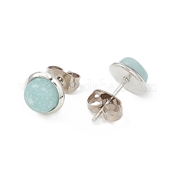 Boucles d'oreilles clous demi-ronds à pierres précieuses&nbsp;EJEW-P220-02P