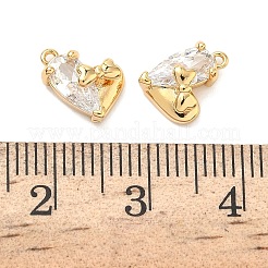 Breloques en forme de cœur en laiton serties de micro-pavés de zirconiums cubiques et ornées d'un nœud papillon&nbsp;KK-A281-05G