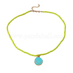 Collana con ciondolo in lega smaltata con volto sorridente e perline di vetro per donna&nbsp;FS-WGD322E-03