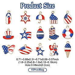 15 pièces 15 styles pendentifs en alliage émail pour le jour de l'indépendance&nbsp;ENAM-YW0004-34