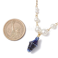Collana con catena a maglie in perle sintetiche in ottone e plastica ABS&nbsp;NJEW-JN05272