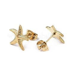 Boucles d'oreilles à tige en acier inoxydable 304 plaqué ionique (IP) en forme d'étoile de mer pour femmes&nbsp;EJEW-I285-06G
