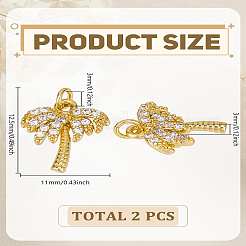 2 breloque en laiton micro pavé de qualité AAA avec zircone cubique&nbsp;ZIRC-LP0001-34