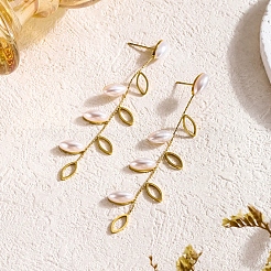Pendientes de hoja de perla de plástico con flecos para damas elegantes&nbsp;NT4141