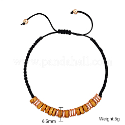 Armband aus geflochtenen Perlen aus Naturholzscheiben&nbsp;IP6266-2