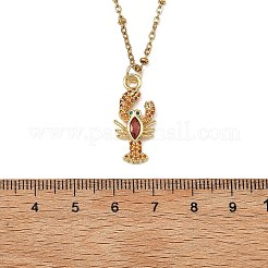 Colliers pour femmes avec pendentif en laiton serti de micro-pavés de zirconiums cubiques orange foncé et chaîne satellite en acier inoxydable 304&nbsp;NJEW-JN06207