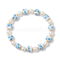 Bracelets extensibles en perles d'imitation en porcelaine et plastique ABS imprimés à la main&nbsp;BJEW-JB12698