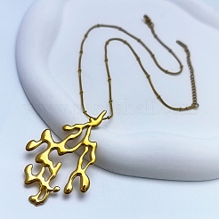 Colliers pendentifs en forme de corail en acier inoxydable 304 pour femmes&nbsp;NJEW-L467-04G