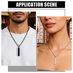 Collier pendentif rectangulaire en acier inoxydable 201/fer recouvert de laiton&nbsp;NJEW-CO0001-01