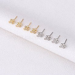 4 paia 2 colori rack placcatura in ottone micro pavé di orecchini a bottone in zirconia cubica&nbsp;KK-SZ0006-49