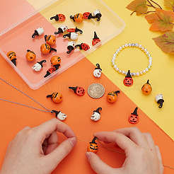 30 Stück 3 Stile Halloween gefärbte synthetische Türkis & Legierung Anhänger&nbsp;FIND-AR0005-28
