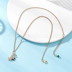 Collar con colgante de gato con flor&nbsp;NJEW-JN05715