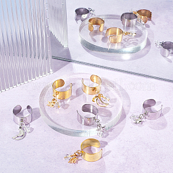 Ensemble de 8 anneaux de manchette ouverts en acier inoxydable 304 de style 4 pièce&nbsp;RJEW-AB00011