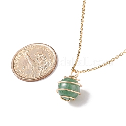 Collana con ciondolo a gabbia in pietra preziosa naturale con catene in acciaio inossidabile 304 per donna&nbsp;NJEW-JN03905-02