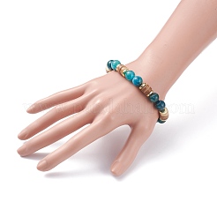 Bracciale elasticizzato da donna con cocco naturale e pietre di perline&nbsp;BJEW-JB07546