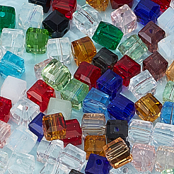 2 brin de perles cubiques en verre transparent à facettes&nbsp;GLAA-PA0001-87