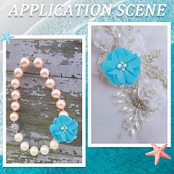 30 accessorio ornamentale floreale in poliestere e plastica con perle e strass&nbsp;DIY-SP0006-06B