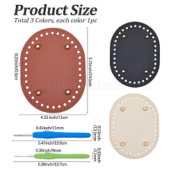 3 stücke 3 farben oval pu leahter stricken häkeln taschen boden&nbsp;AJEW-CL0001-76