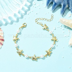 Bracelet à maillons en acier inoxydable 304 et perles de nacre (4 pièce) pour femme&nbsp;BJEW-JB13815