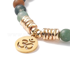 2 Uds 2 estilos de ágata natural desgastada (teñida) y ágata india y juego de pulseras elásticas de hematita sintética&nbsp;BJEW-JB08656
