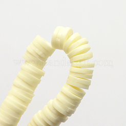 Flache runde handgemachte Polymer Clay Perle Spacer&nbsp;X-CLAY-R067-4.0mm-21