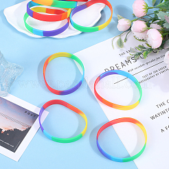 Regenbogen-Pride-Silikon-Kordelarmband&nbsp;BJEW-WH0017-16