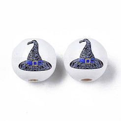 Perline di legno naturale stampate halloween&nbsp;WOOD-S057-082