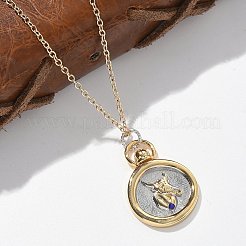 Collane con ciondolo tarocchi dodici costellazioni in ottone&nbsp;NJEW-Q006-01D-G