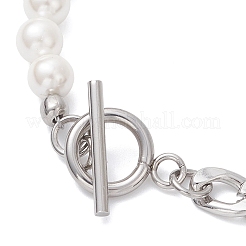 Bracelets à breloques plats et ronds en acier inoxydable 304&nbsp;BJEW-JB12753