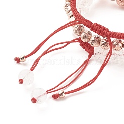 Set aus geflochtenen Perlenarmbändern aus natürlichem Knisterquarz und Lavagestein&nbsp;BJEW-JB07212-02
