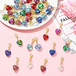 40 pendentif décoratif en verre en forme de cœur&nbsp;HJEW-YW00402
