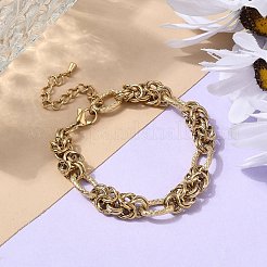 Stili punk hiphop anelli in acciaio inossidabile 304 bracciali a catena con maglie a nodo per le donne&nbsp;BJEW-Z084-03G