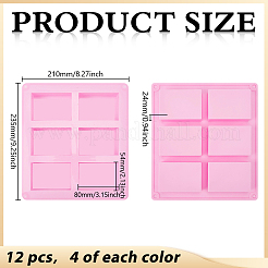 12 molde de jabón de silicona de 3 colores&nbsp;DIY-GO0003-24