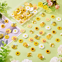 80 cabochon en résine 8 styles abeilles et fleurs&nbsp;RESI-TA0004-24