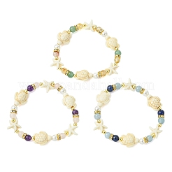 3 braccialetto elastico da donna con perle di conchiglia&nbsp;BJEW-JB13898