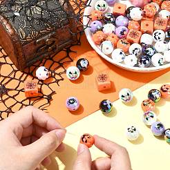 Perles acryliques plaquées sur le thème d'Halloween&nbsp;OACR-CJC0009-08