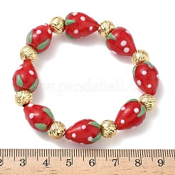 Bracelets extensibles en laiton et perles de verre pour femmes&nbsp;BJEW-F515-06G