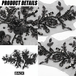 Accessori per ornamenti ricamati con garza di fiori e paillettes&nbsp;DIY-WH0430-464A
