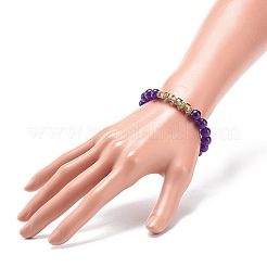 4 pièces 4 style naturel mélangé pierres précieuses et cube de verre bracelets extensibles perlés ensemble pour les femmes&nbsp;BJEW-JB08855