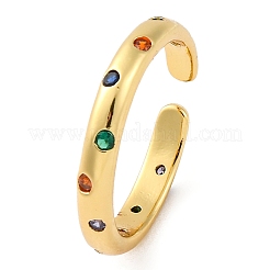 Bagues manchette en laiton micro pavé de zircones cubiques pour femmes&nbsp;RJEW-G337-20G