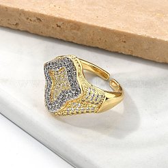Mikropavé-Manschettenringe aus klarem Zirkonia aus Messing für Damen&nbsp;RJEW-U041-03G