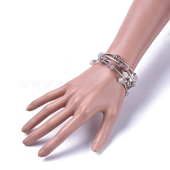Cinq boucles naturelles à la fraise quartz et pierres de lune&nbsp;BJEW-JB04488-03