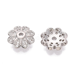 Messing Micro Pave klare Zirkonia Perlenkappen&nbsp;KK-Q071-14P-02