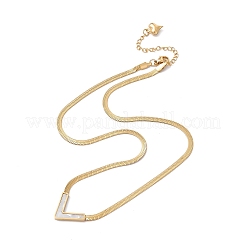 Collier avec pendentif lettre initiale V en coquille synthétique avec placage ionique (IP)&nbsp;NJEW-G074-58G-02