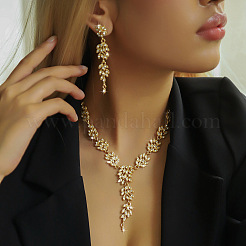 Set di collane con ciondolo in lega di cristallo e strass a forma di spiga di grano e orecchini pendenti a bottone&nbsp;FS-WGD4E70-01