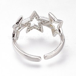 Latón micro pave anillos de brazalete de circonio cúbico&nbsp;RJEW-N031-25P