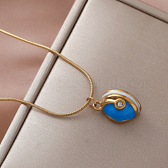 Collares vintage con colgante semiovalado de acero inoxidable 304 esmaltado para mujer&nbsp;OT9258