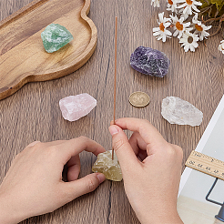 5 stücke 5 arten natürliche natürliche quarz kristall & amethyst & citrin & fluorit & rose quarz grobe nuggets weihrauch brenner&nbsp;DJEW-FG0001-42
